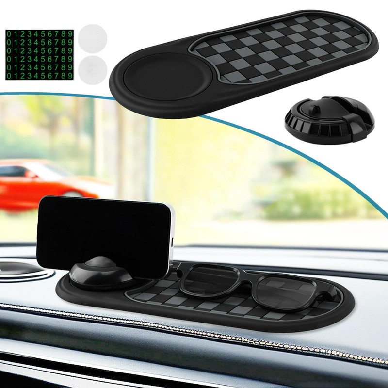 Herxsin Multifunction Car Anti-Slip Mat, Car Dashboard Mobile Phone Holder,