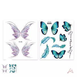 FG 파스텔 타투 스티커 435469 문신스티커 [FG-단품32파랑나비] Pastel Tattoo Sticker 435469 Tattoo Sticker [FG-Item32 Blue Butterfly]