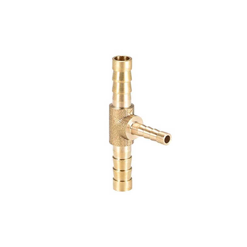 sourcing map Tee Brass Barb Fitting Reducer 3 Way, Fit