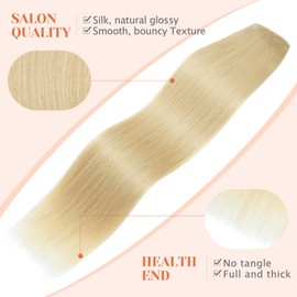 TESSHAIR 5 Clip One Piece Clip in Hair Extensions Real Human Hair 22 Inch Human Hair Clip in Extensions Bleach Blonde 3/4 Full Head Hair Extensions Clip ins Straight Long 100g