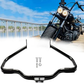 TIGERSGATE Softail Engine Guard Crash Bar 1.25" Fat Mustache Guard Highway Bar Designed for 2000-2017 Harley Heritage Softail Classic Deluxe Fat Boy FLSTF Models, with Anti-Slip Pedals, Black