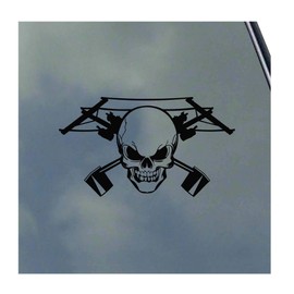 Lineman Skull with Crossed Poles Vinyl Sticker Decal Lineman Lineworker Powerline Technician Tradesmen
