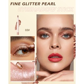 Cream Shimmer Eyeshadow Pen, Highly Pigmented Eyeshadow Pen, Mineral Waterproof Eye Shadow,Pearlescent Silkworm Eyeshadow Stick, Waterproof, Long-Lasting Eye Highlighter Pen-03#