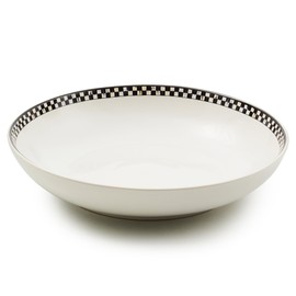 MACKENZIE-CHILDS Everyday Serving Bowl, Dishwasher- and Microwave-Safe, 12 Inches, Black-and-White Courtly Check