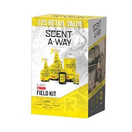 Hunters Specialties Saw Max Odorless Field Kit - 32 Oz Field Spray, 12 Oz Field Spray, 24 Pack Field Wipes, 2 Pack Lip Balm, Windicator