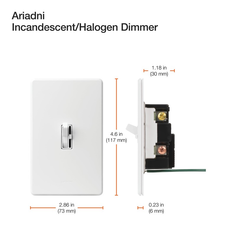 Lutron Toggler 1000-Watt 3-Way Incandescent Dimmer Switch, AY-103P-WH, White