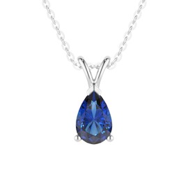 MSBLUE® 1.5ct Pear-Shaped Lab-Created Sapphire Pendant Necklace, 14K White Gold Vermeil, gifts for women