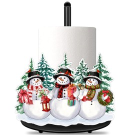 Christmas Paper Towel Holder Christmas Snowman Tree Paper Towel Stand Metal Accessories Christmas Kitchen Decor Farmhouse Rustic Indoor Home Bathroom Living Room Decor for Countertops Winter