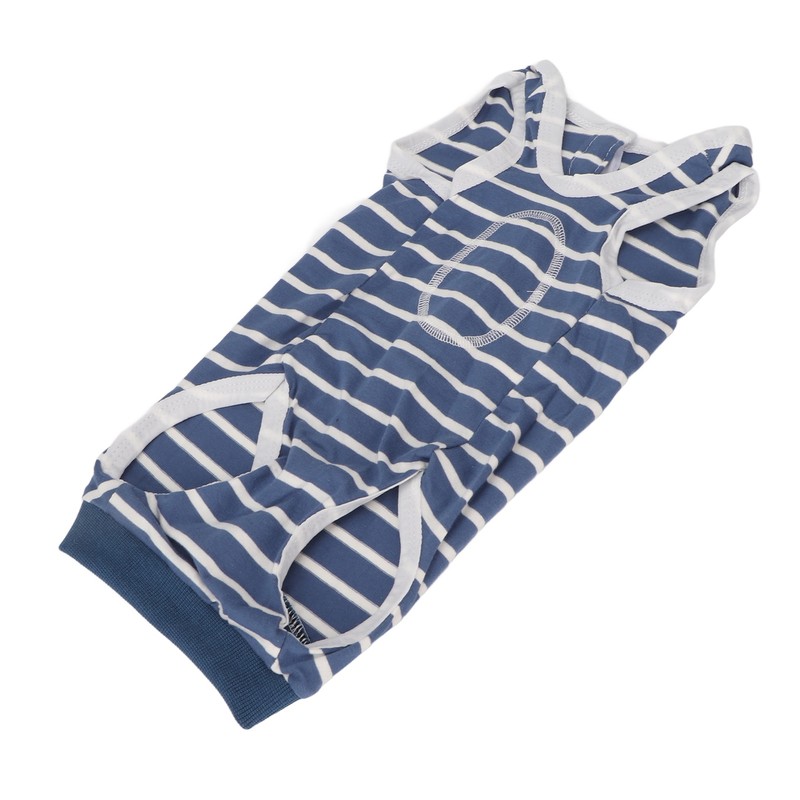 Dog Recovery Suit Stretchy Breathable Adjustable Collar Stripe Pet Post