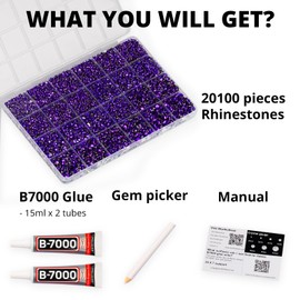 20100Pcs Purple Resin Rhinestones 2,3,4,5,6mm Flatback for Bedazzling Crafting Crafts Clothing Clothes Fabric Shoes Nail Art, Dark Purple Flat Back Gems Diamonds Bedazzled Jewels Crystals Gemstones
