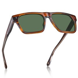 CARFIA Acetate Sunglasses for Men Polarized UV400 Protection Modern Flat Large Wrap Square Driving Glasses