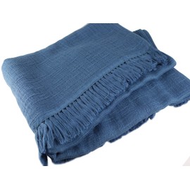Miyazaki Towel Imabari Shawl 170 No.1 Setouchi Blue, 70.9 x 27.6 inches (180 x 70 cm)