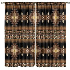 ICMOLYYENLO Aztec Curtains Boho Style Native Tribes Navajo Pattern Native Abstract Painting Printed Curtains Living Room Bedroom Set of 2 42x45 Inches
