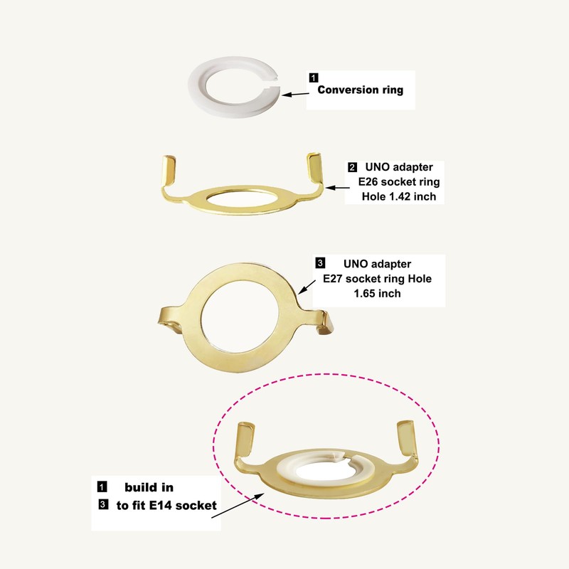 UNO Style Lamp Harp Saddle, E26 and E27 Phenolic Socket