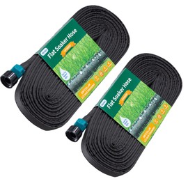 Hlinker Flat Soaker Hose 100 FT for Garden Beds, 50Ft 2Packs 1/2" Linkable Consistent Drip Irrigation Hose Save 80% Water, Leakproof Heavy Duty Double Layer Sprinkler Hose