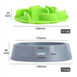 2 in 1 Slow Feed Dog Bowl with Anti-Choking Design, 7.5 Inch Pet Food Dish, Pink, Blue, Green (Pink)