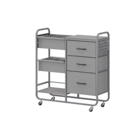 3 Tier Rolling Cart with 3 Drawer, Storage Drawer Cart Easy To Assemble, Mobile Trolley with Wheels for Nursery, Bedroom, Baby Diaper Caddy