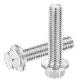 sourcing map 6Pcs M12 x 50mm Hex Serrated Flange Bolts Screws, 304 Stainless Steel Flanged Hex Head Bolts Flange Hexagon Screws for Households, Machine Tools, and DIY project, Silver