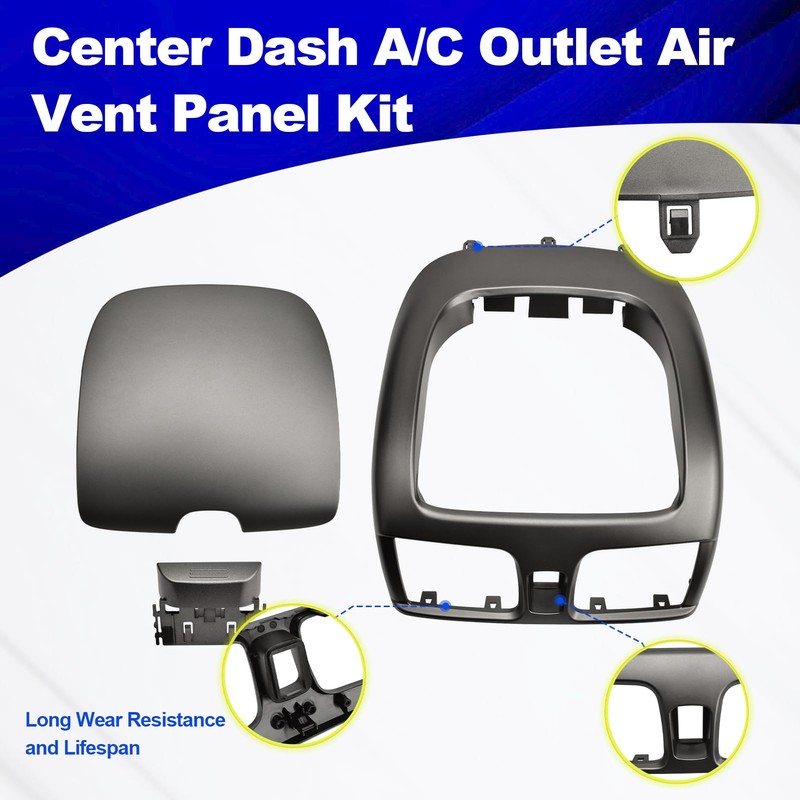 Center Dash A/C Outlet Air Vent Panel Kit Compatible with