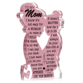 Aramola Birthday Gifts for Mom, Single Mom Christmas Gifts Cool Mother's Day Presents from Daughter, Acrylic Plaque Sign 5x3in