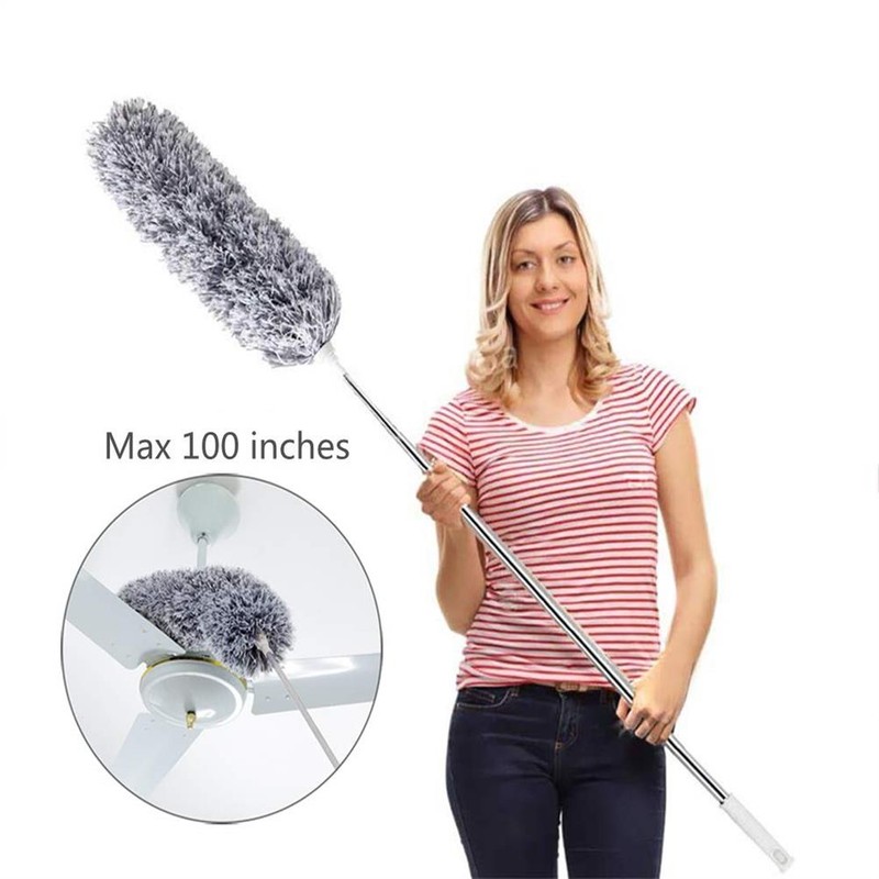 Microfiber Duster with Extension Pole with Bendable Head Extendable Duster