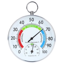 Indoor Thermometer, Greenhouse Thermometer Hygrometer Aluminum Alloy with Hanging Ring for Household Indoor, Greenhouse Planting and Warehouse