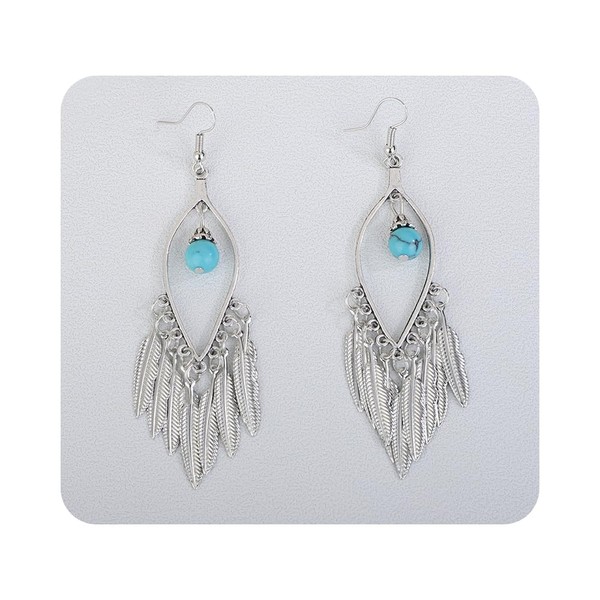 Denifery - arete colgantes bohemios de color turquesa, hechos a