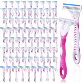 Maquinillas De Afeitar Desechables Para Mujer (72 Unidades), 3 Hojas Al Por Mayor, Para Piel Sensible, Afeitado Cómodo Para Baño, Hotel Y Viajes.