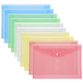 Toplive 10 Clear Files A5 Clear Holder File Case File Bag Document Storage Button Type Horizontal Transparent Waterproof Document Storage Bag Bag Bag Stationery Office Supplies (5 Colors of 10)