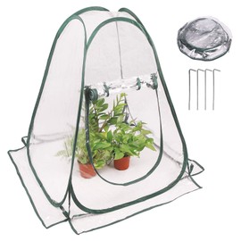 KBD Pop up Greenhouse Cover, Transparent PVC Mini Small Grow Plant House Tent, Gardening Flowerpot Warm Room Backyard Flower Shelter for Indoor Outdoor (27"x27"x31")