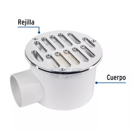 Foset COL-62 ABS side outlet drain and 5" grille, with screws