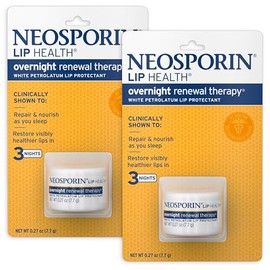 Neosporin Lip Health Overnight Renewal Therapy White Petrolatum Lip Protectant, Lip Moisturizer to Nourish & Repair Dry Lips, Helps Relieve, Prevent &