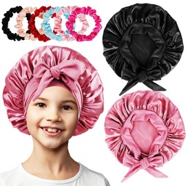 LBYLUS 2 Pcs Satin Bonnet for Kids Sleeping,Kids Bonnets for Girls with Kids Scrunchies for Kids,Toddler