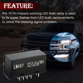 JWEELY LM487 Led Flasher Relay for Warning and Turn Signal Fix Hyper Flash Module Blinker Relay Fit for Chevy 03-06 Silverado Avalanche for GMC Sierra Yukon Trucks 2003-2006, 10383321, 15231201