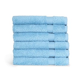 TowelSelections Soft and Absorbent Towels Cotton for Bathroom Hotel Shower Spa Gym, 4 Hand Towels Sky Blue