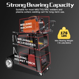 ZIXNEXKOO Welding Cart Heavy Duty, Welding Carts for MIG/TIG Welder and Plasma Cutter Upgraded, Tilt-Table Large Storage 360° Rolling Welding Trolley