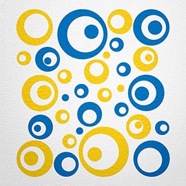 WANDfee® Wall Tattoo, Circles, Dots, 50 Stickers, Colour Choice For Children's Bedroom, Living Room, Hallway, Bathroom, Kitchen, Tile Stickers, blue