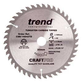 Trend CSB/16542TD Craft Pro Saw Blade, Silver/Black, 20 x 165 mm x 42 Teeth