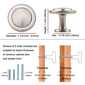 KOOFIZO Stepped Round Cabinet Knob - Chrome Pull Handle (Dia.31mm / 1.2 Inch), 10-Pack for Kitchen Cupboard Door, Bedroom Dresser Drawer, Bathroom Wardrobe Hardware
