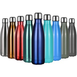 flintronic Stainless Steel Water Bottle, 500 ml - Vacuum-Insulated Thermos Flask - Double-Walled Bottles - BPA-Free, Leak-proof Water Bottle for Sports, School, Fitness (Including 1 Cleaning Brush)
