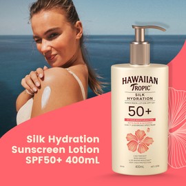 Hawaiian Tropic Silk Hydration Sunscreen Lotion SPF50+ 400ml, 12-Moisture, Non-greasy, 4-Hour Water Resistant