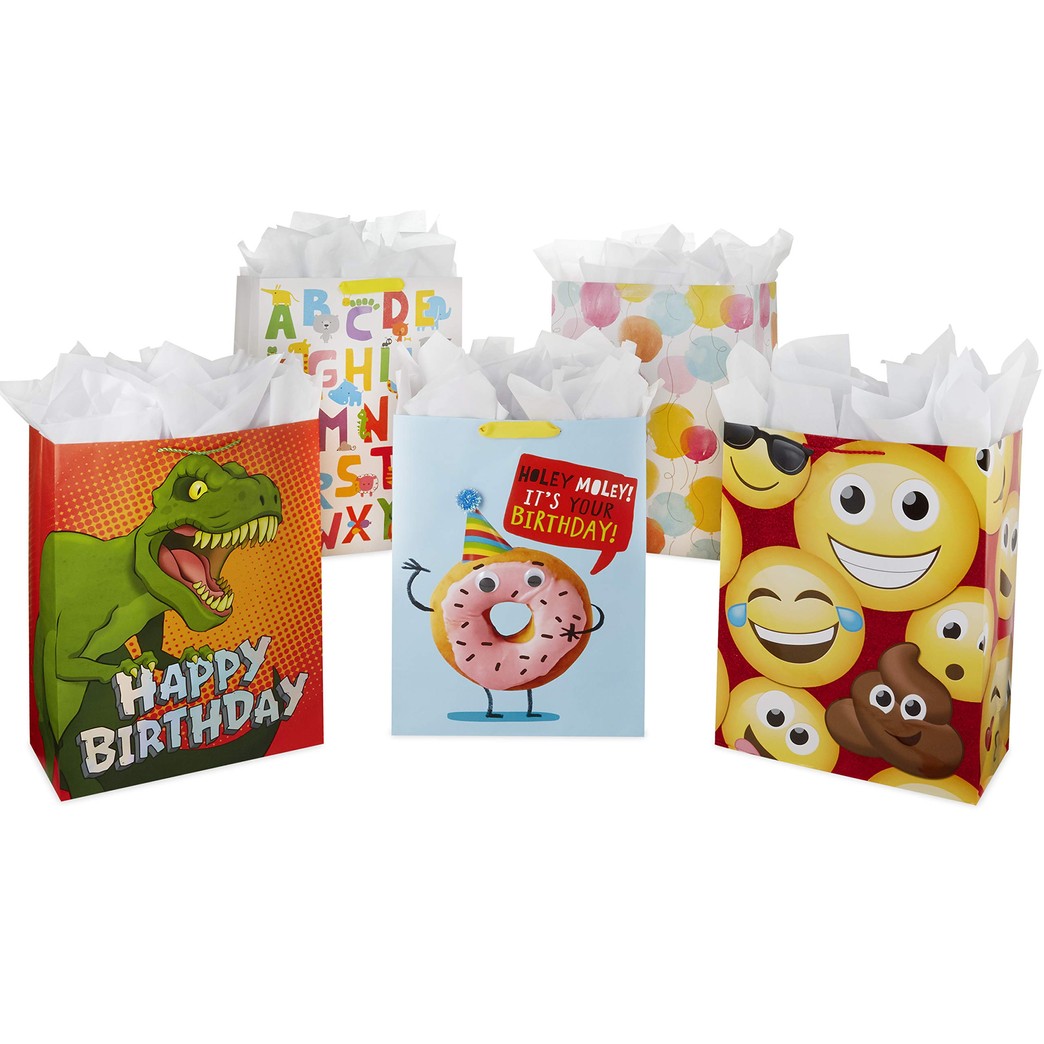 Hallmark 20" Oversized Gift Bag Assortment with Tissue Paper - Pack of 5 Gift Bags for Birthdays, Baby Showers, Kids Parties and More