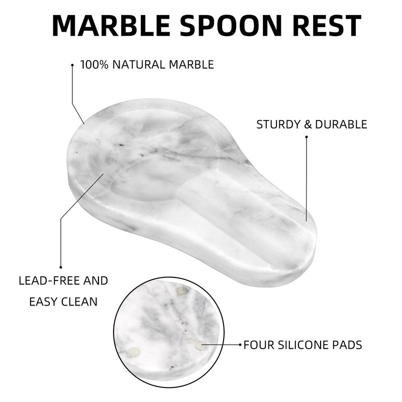 HESHIBI Marble Spoon Rest for Kitchen Stove Countertop, Marble Utensil