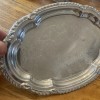 Irvinware Vtg~ Oval Serving/Bread Tray~Chrome Plated~Etched Design w/Scallop Rim 9x6.5”
