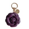 CIBBALIY Leather Flower Keychain Bag Charm, Rose Shape, Silver Gray