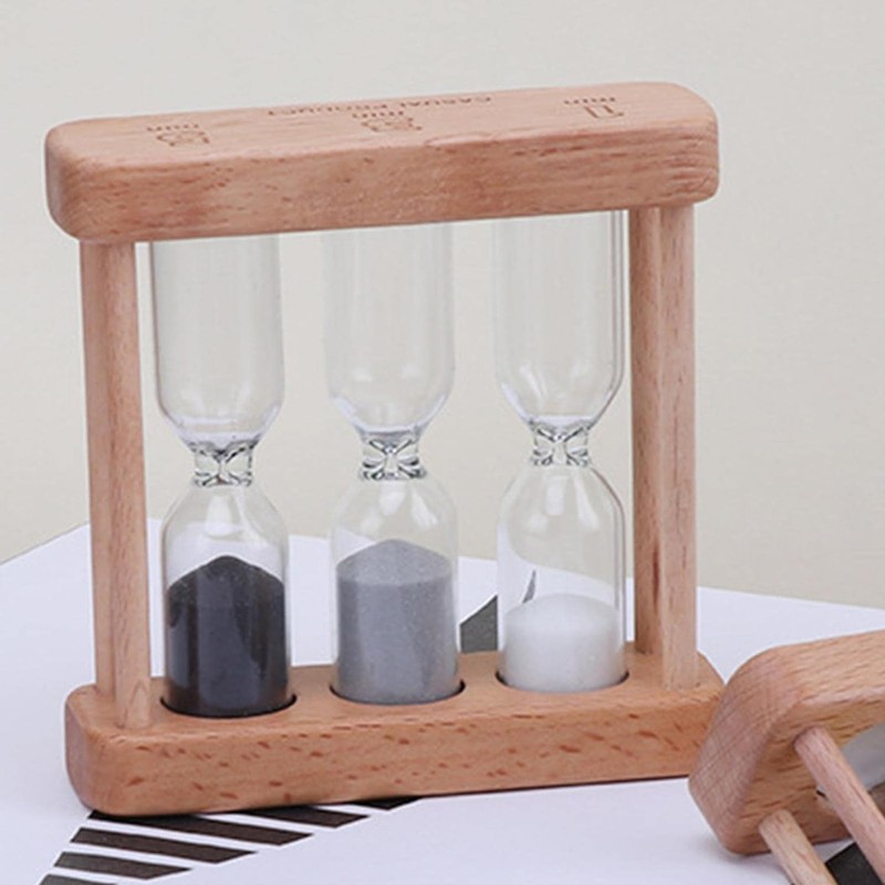 Light Brown Creative Wooden Sand Glass Hourglass Timer Clock Home