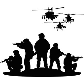 Toy Soldiers with Silhouette Creative Design Vinyl Wall Decal - Foot Play Things for Kid's Bedroom and Playroom Wall Decoration 28" x 21"