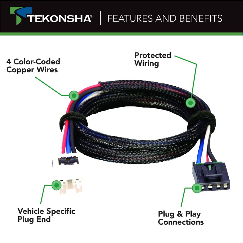 TEKONSHA 305000 Trailer Brake Controller Custom Harness, Vehicle & Brake