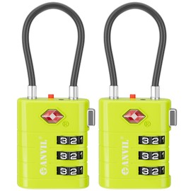ANVIL Luggage Locks, TSA Locks for Luggage, Advanced TSA008 core, Alert Indicator. A Great Suitcase Lock, Backpack Lock, Gym Lock, Travel Lock for Travel and Daily use. (2, Grass Green)