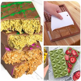 2 PCS Chocolate Bar Mold - Non-Stick Chocolate Molds, Food Grade Silicone Deep Chocolate Bar Mold for Chocolate Bar Pistachio, Candy, Chocolate Snacks, Milk Chocolate